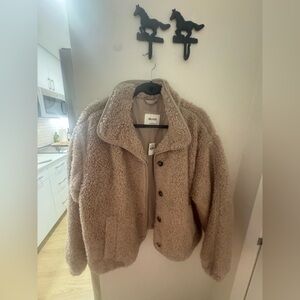 Hollister Neutral Taupe Plush Sherpa Jacket